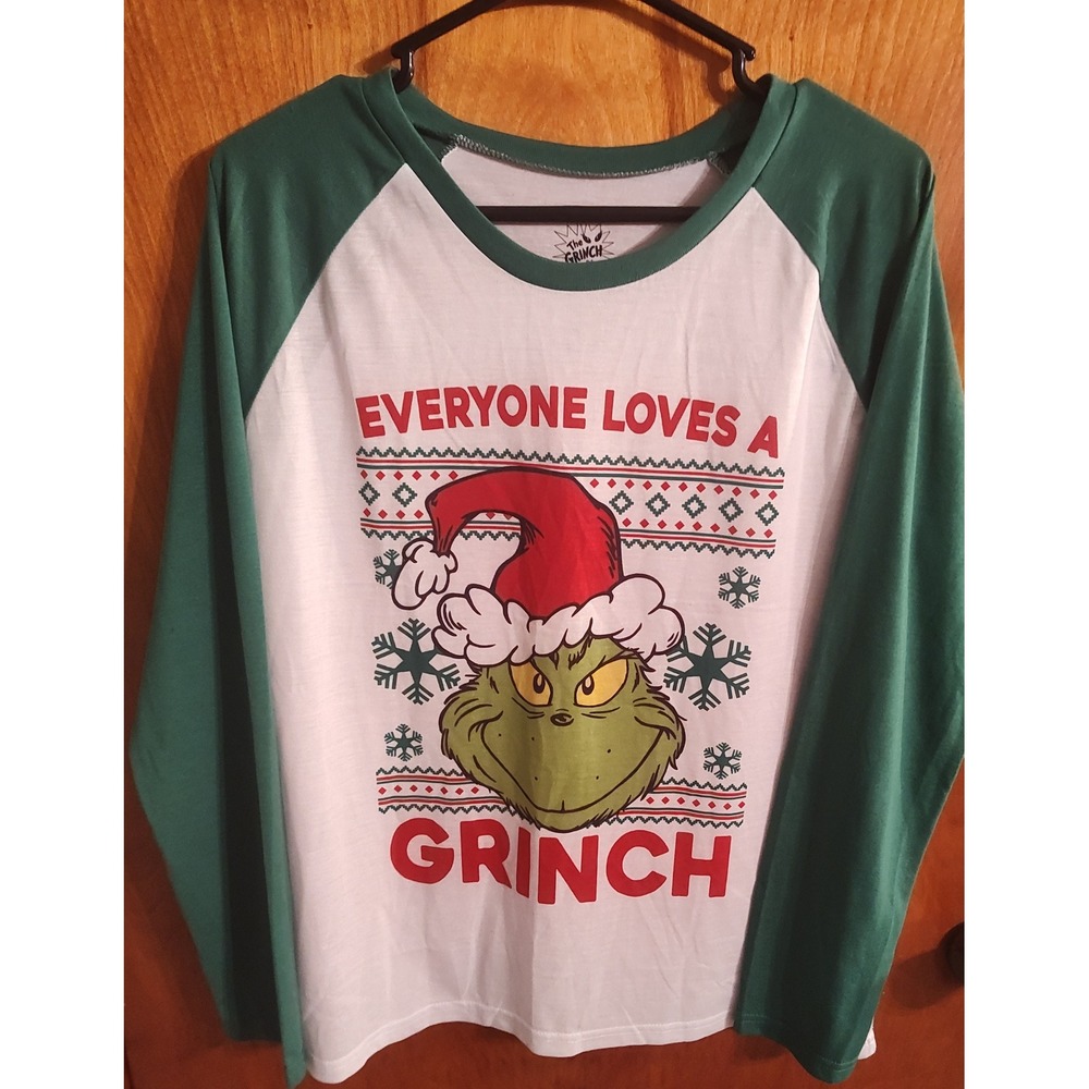 Dr. Seuss The Grinch Everyone Loves Raglan Long Sleeve T-Shirt - Women's